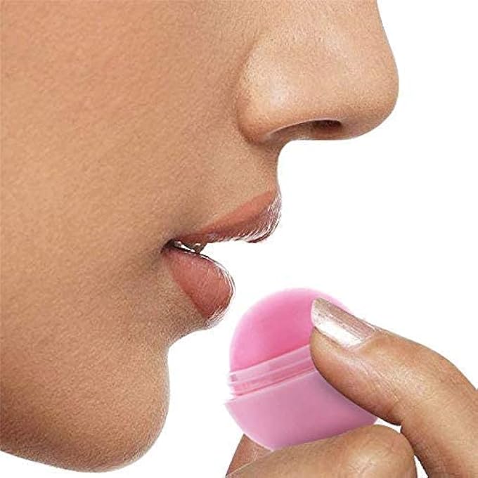 ROMANTIC BEAR 2 PCS BALL SHAPED NATURAL PLANT WOMEN MAKEUP LONG LASTING NUTRITIOUS WINTER PROTECT LIP BALM (ROSE & PINK) - Image 1
